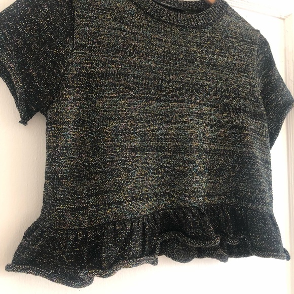 Sparkly Cropped Zara Knit Top sz Small - Picture 3 of 5